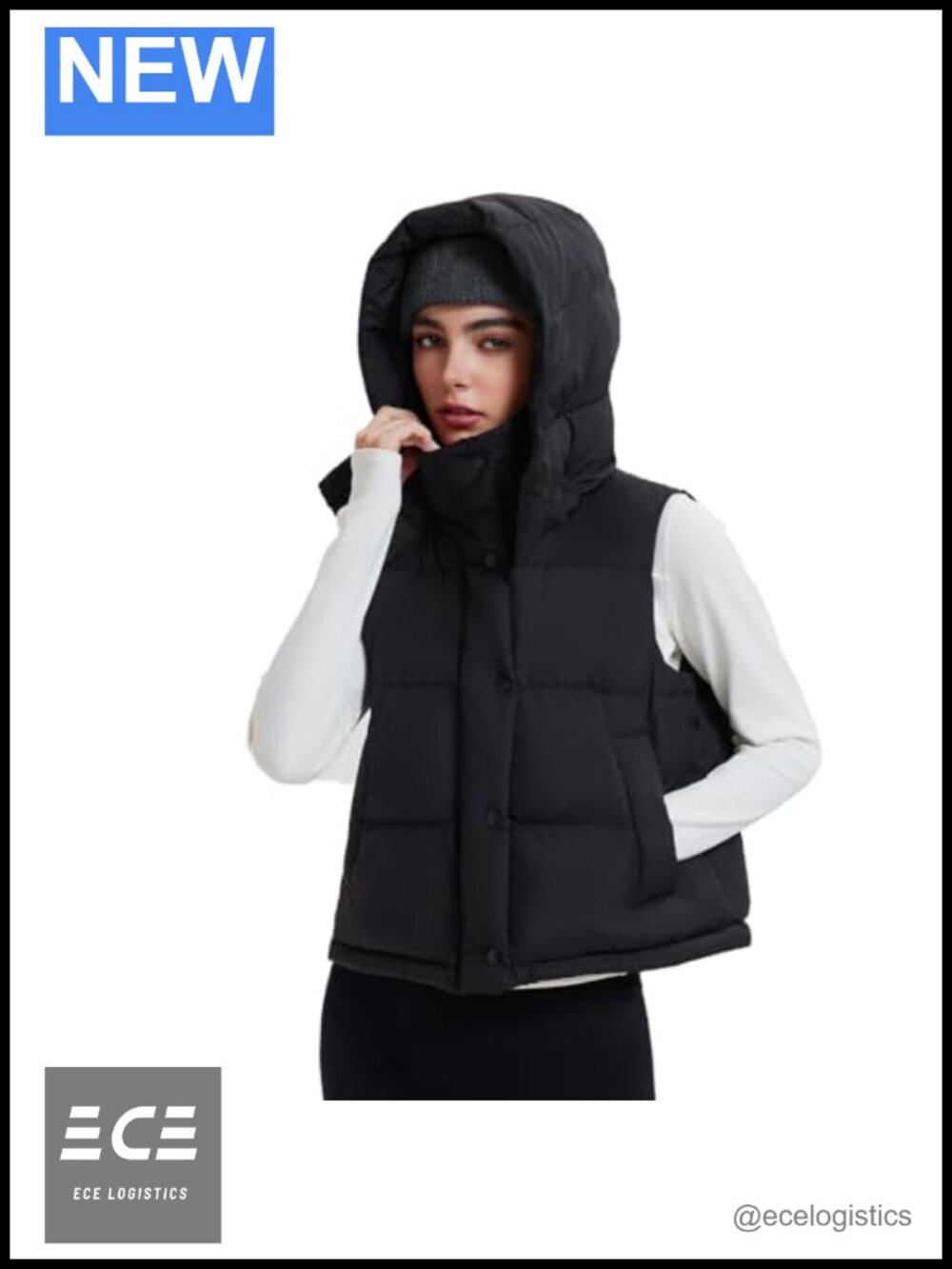 Women Cropped Puffer Vest 800 Fill Goose Down Sleeveless Coat Removable Hood